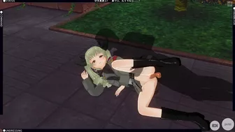 3D HENTAI Girl tanker fucks in the garden