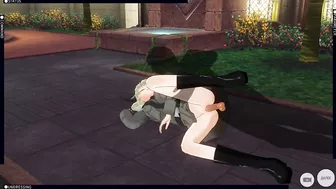 3D HENTAI Girl tanker fucks in the garden