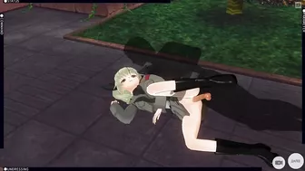 3D HENTAI Girl tanker fucks in the garden