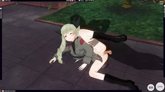 3D HENTAI Girl tanker fucks in the garden