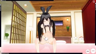 3D HENTAI Mai Sakurajima masturbates and cums loudly