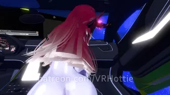 Chained Drooling Tattooed Red Head Rides You In Passenger Seat of Lamborghini Car Fuck POV Lap Dance