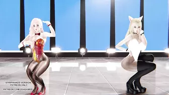 MMD HyunA - Lip & Hip Ahri Seraphine Sexy Kpop Dance League Of Legends KDA Uncensored Hentai