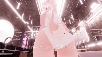 Thicc Booty Pink Hentai Girl Busts Out Dildo Nora Lovense Strips Down in Restroom POV Lap Dance