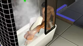 Blowjob in the shower! Made a stepsister | porno game, 3d, sims sex