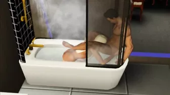 Blowjob in the shower! Made a stepsister | porno game, 3d, sims sex