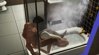 Blowjob in the shower! Made a stepsister | porno game, 3d, sims sex