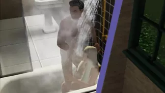 Blowjob in the shower! Made a stepsister | porno game, 3d, sims sex