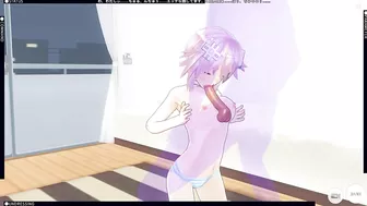 3D HENTAI Neptunia caresses a dick with her breasts and makes you cum