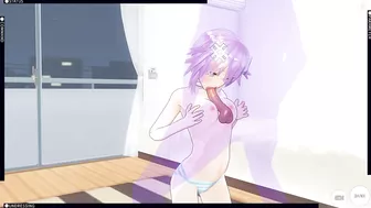 3D HENTAI Neptunia caresses a dick with her breasts and makes you cum