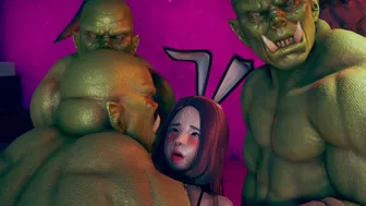 Beautifull girl enjoy orks gangbang - 3d hentai animation