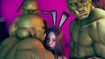 Beautifull girl enjoy orks gangbang - 3d hentai animation