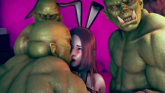 Beautifull girl enjoy orks gangbang - 3d hentai animation