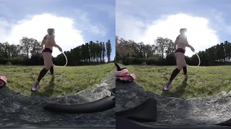 Nude Hula Hooping in a random backyard 180 VR Virtual Reality 3D