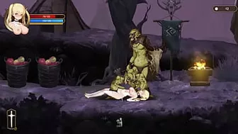 Cute blonde in hentai ryona sex with big goblin in ritual summon new gameplay