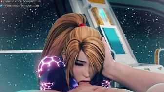 Metroid - Samus Aran Deepthroating & Swallow Cum (Animation with Sound)