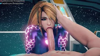 Metroid - Samus Aran Deepthroating & Swallow Cum (Animation with Sound)