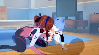 [Evangelion]Mari and Rei Threesome(3d hentai)