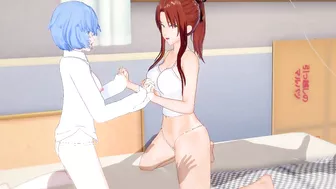 [Evangelion]Mari and Rei Threesome(3d hentai)