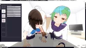 3D HENTAI POV Earth-chan and Moon-chan give you a blowjob