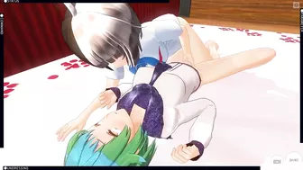 3D HENTAI yuri Earth-chan and Moon-chan fuck and cum