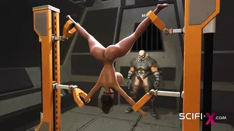 Cyber hunter fucks hard a sexy brunette in the sci-fi prison