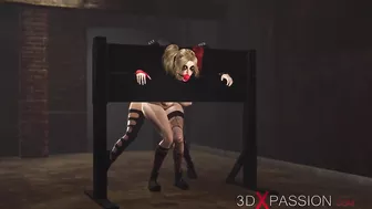 Hardcore dickgirl bangs hard a sexy Harley Quinn in basement