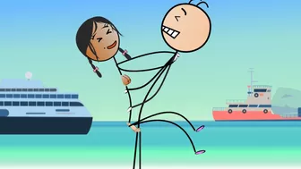 Cartoon Hot Stick Girl Fucking with a Small Dick – Sexy Stick Man at Nude Beach