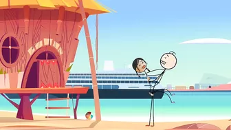 Cartoon Hot Stick Girl Fucking with a Small Dick – Sexy Stick Man at Nude Beach