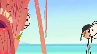 Cartoon Hot Stick Girl Fucking with a Small Dick – Sexy Stick Man at Nude Beach