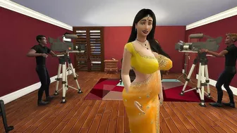 Desi Aunty Manju teasing horny guys by wearing a sexy yellow saree