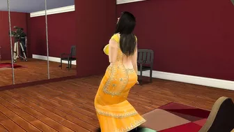 Desi Aunty Manju teasing horny guys by wearing a sexy yellow saree