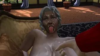 Busty granny maid got face fucked by Mr. Cornad's son