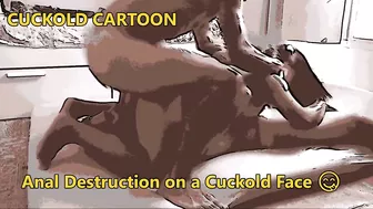 Cuckold Cartoon: Anal destruction on a cuckold’s face