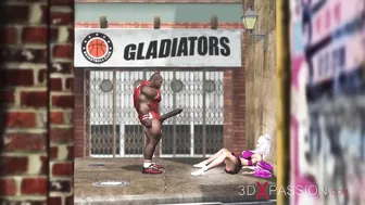 Basketball players fuck a sexy cheerleader girl hard outdoors