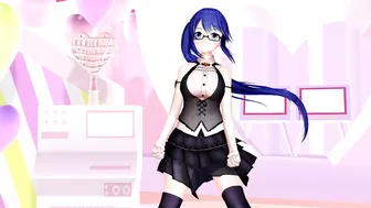 Kagura Suzu - VTuber mmd, undressing, blue hair color edit, smixix