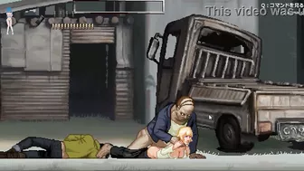 Cute blonde has sex with zombie man in erotic hentai gameplay