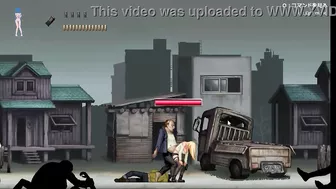 Cute blonde has sex with zombie man in erotic hentai gameplay