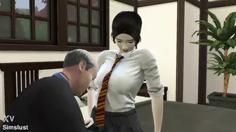 Japanese Step father taking care of his college step daughter