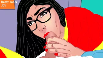 Mia Khalifa's perfect bubble booty cartoon parody blowjobs and wet ass pussy - full vid in Red