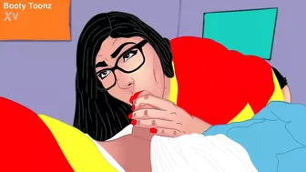 Mia Khalifa's perfect bubble booty cartoon parody blowjobs and wet ass pussy - full vid in Red