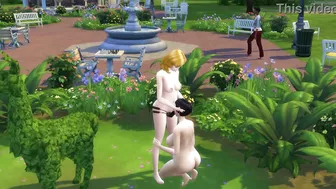 SIMS 4 - MATURE BLONDE GETS PUSSY ATE AND FUCKS CHUBBY BLACK HAIRED LADY IN PUBLIC