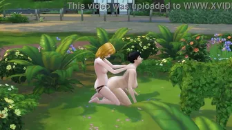 SIMS 4 - MATURE BLONDE GETS PUSSY ATE AND FUCKS CHUBBY BLACK HAIRED LADY IN PUBLIC