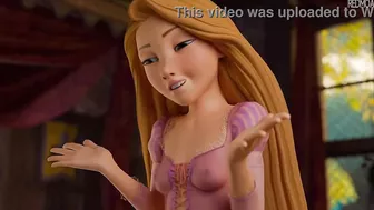 Rapunzel sees cock and tries footjob [Animation]