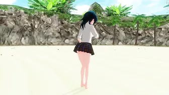 3D HENTAI Schoolgirl on the beach after school