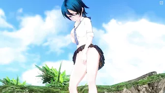 3D HENTAI Schoolgirl on the beach after school