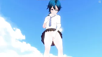 3D HENTAI Schoolgirl on the beach after school