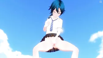 3D HENTAI Schoolgirl on the beach after school