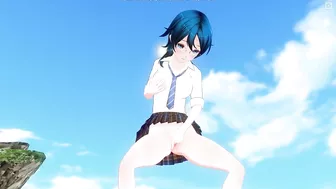 3D HENTAI Schoolgirl on the beach after school