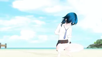 3D HENTAI Schoolgirl on the beach after school